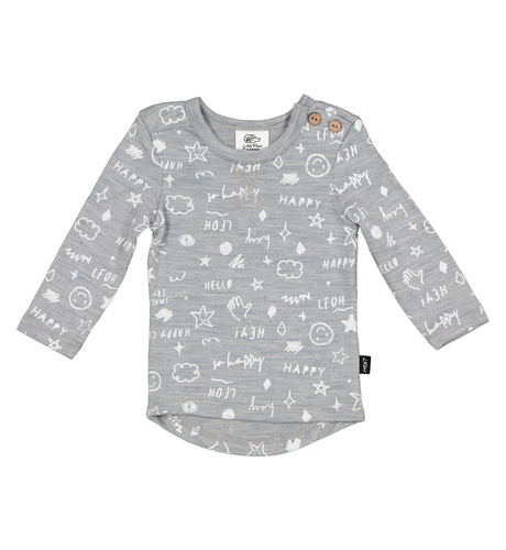 LFOH Wyatt Longsleeve Tee - Grey Marle Scribble