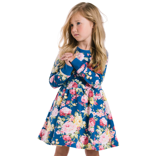 Rock Your Kid Blue Floral Waisted Dress