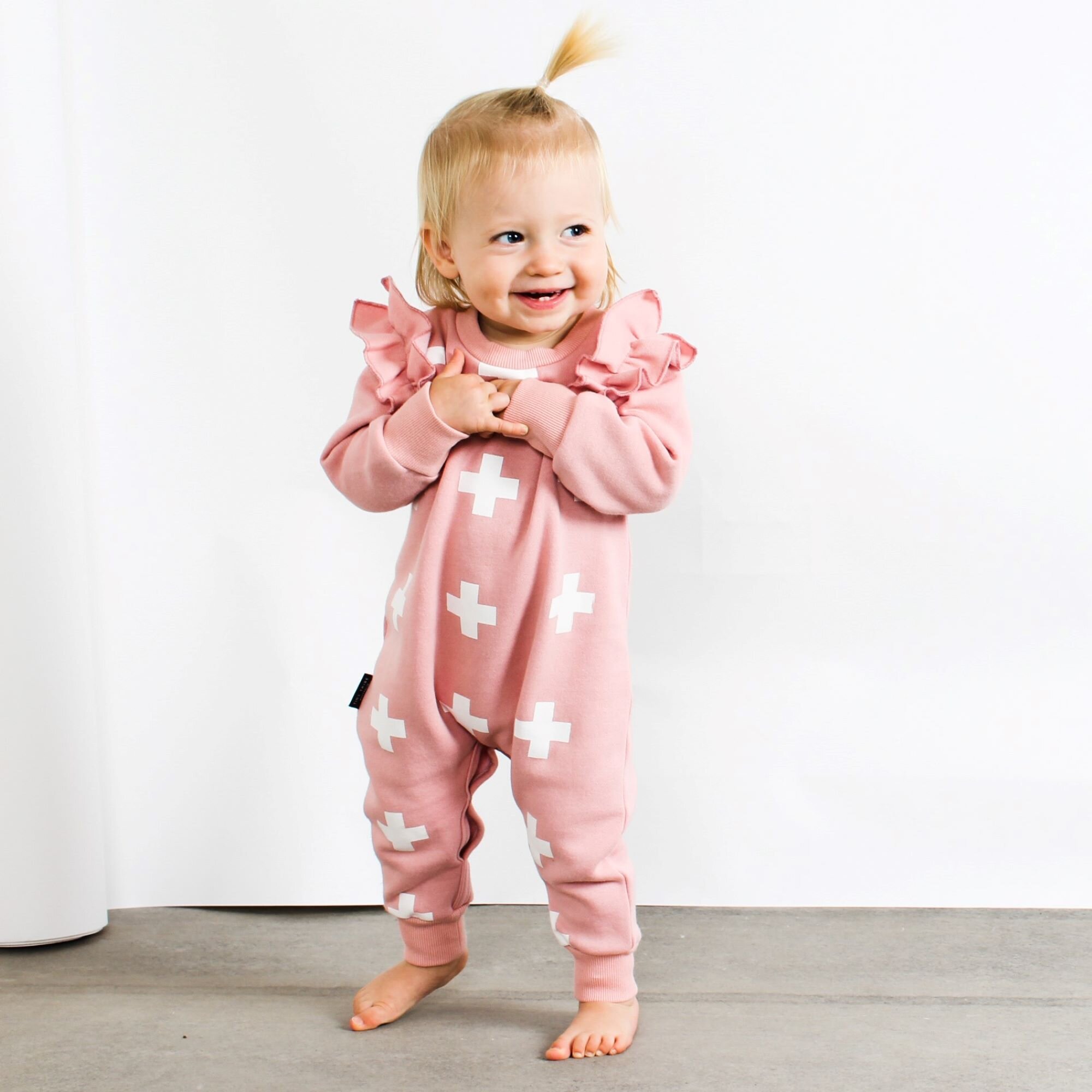 Tiny Tribe Cross Frill Romper CLOTHING BABY Baby All In Ones