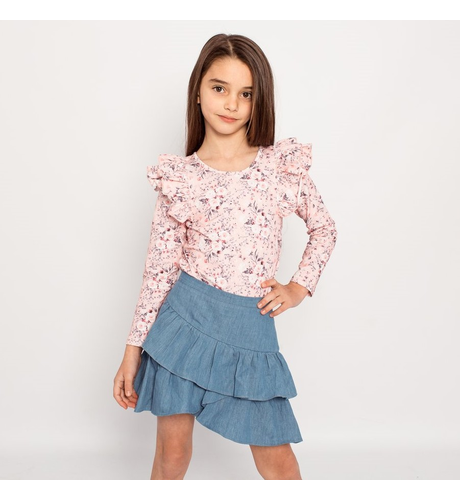 Little Hearts Double Frill Leotard - Blossom