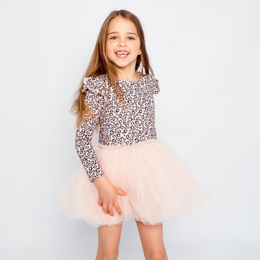 Little Hearts Frill Tutu Dress Leopard CLOTHING GIRL Girls
