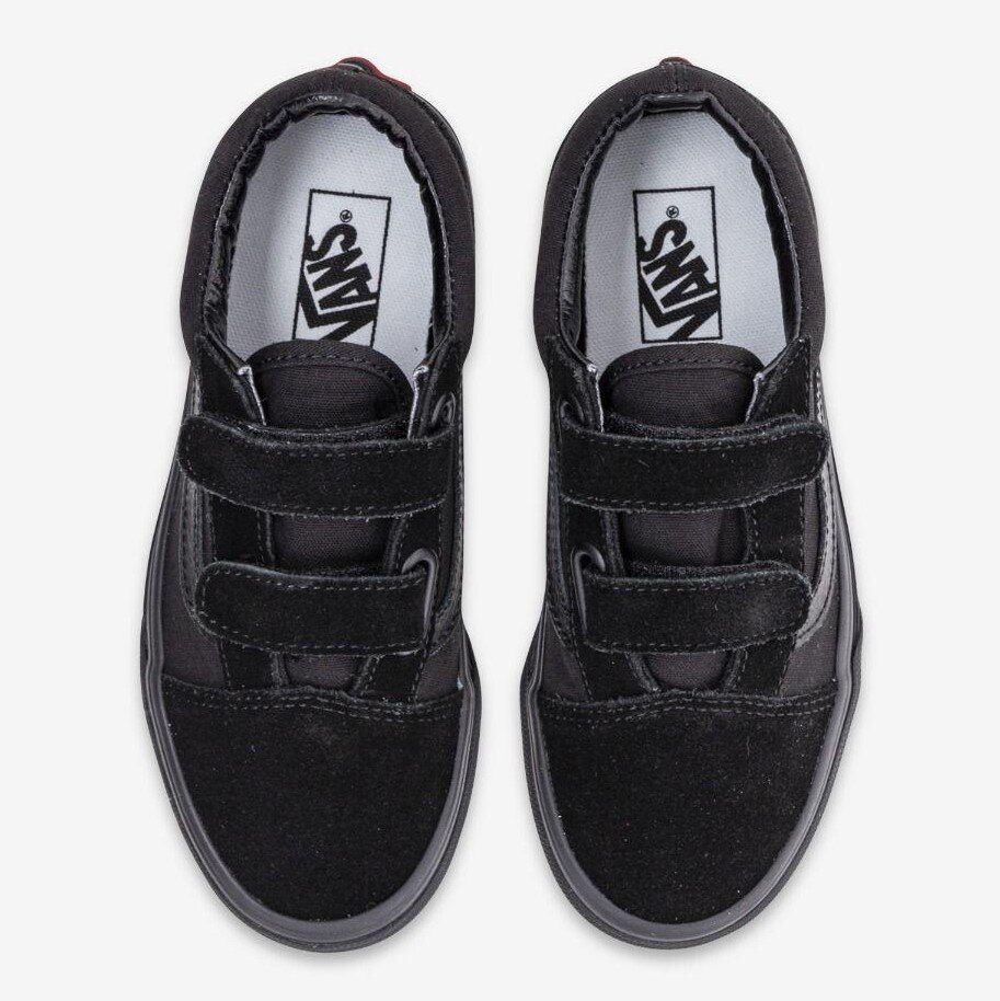 all black leather velcro vans