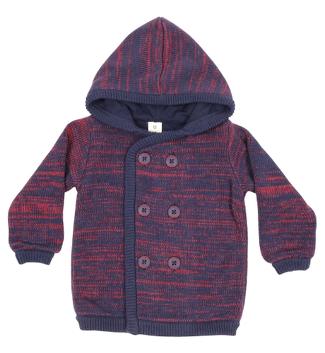 Korango Knit Hooded Jacket Red/Blue