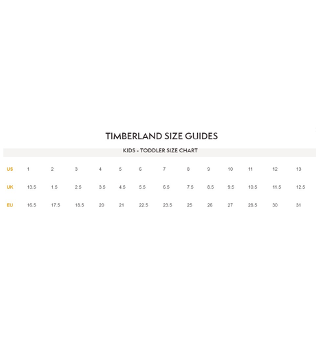 Timberland infant size chart sale