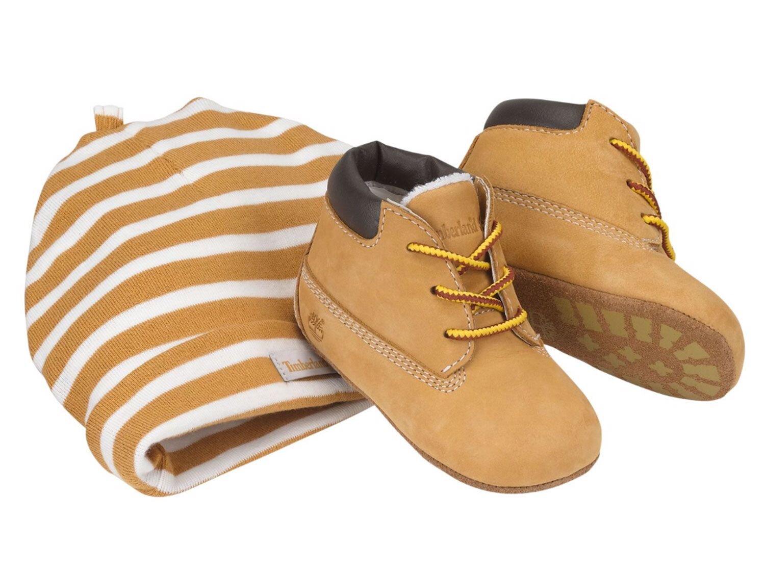 timberland crib booties and hat