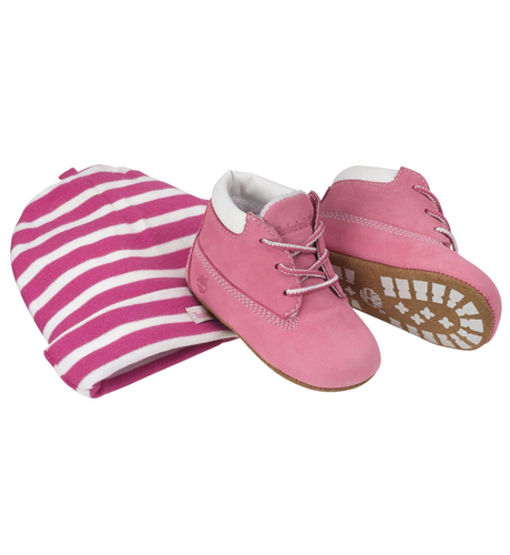 Timberland Infant Crib Booties & Hat Set - Pink