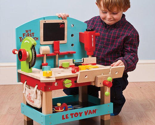 Toy Van Wooden Kids Tool Kit Tool Box Wooden Tools With 11