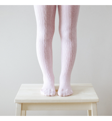 Lamington Merino Tights Cable - Cherry Blossom