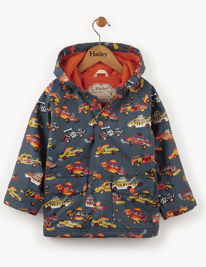 Hatley Monster Cars Boys Raincoat CLOTHINGRAINWEAR Kids Clothing