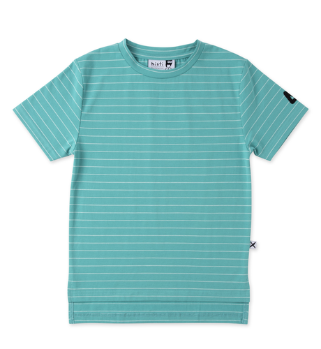 Minti Split Striped Tee - Teal Stripe