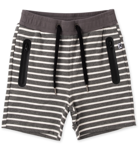 Minti Zippy Short - Charcoal Stripe