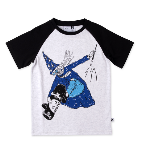 Minti Skate Wizard Tee - White Marle/Black