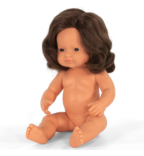 Miniland Doll Caucasian Girl Brunette 38cm (Undressed)