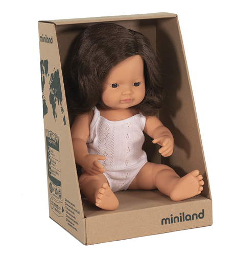Miniland Doll Caucasian Girl Brunette - 38 cm (Boxed)