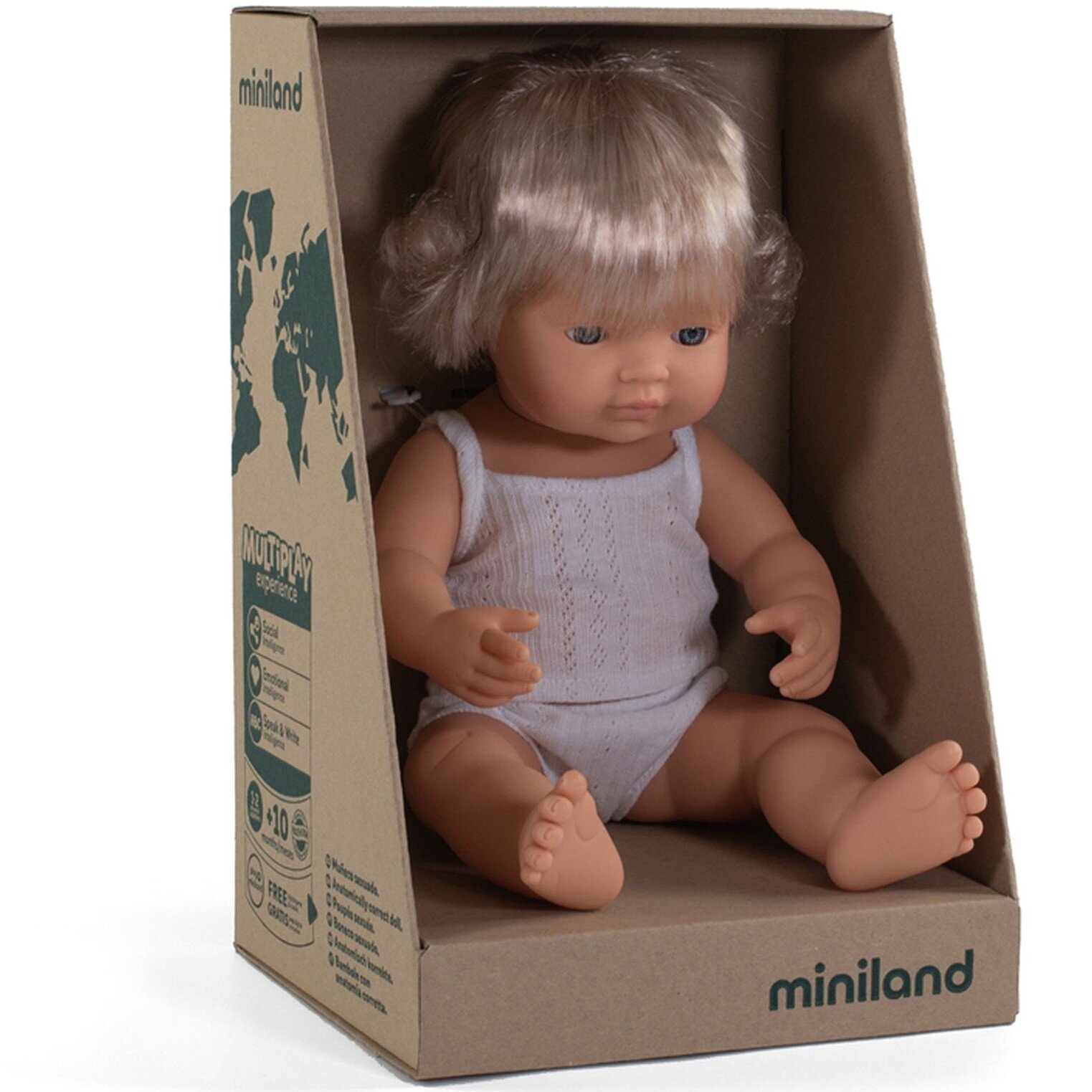 miniland doll caucasian girl 38cm