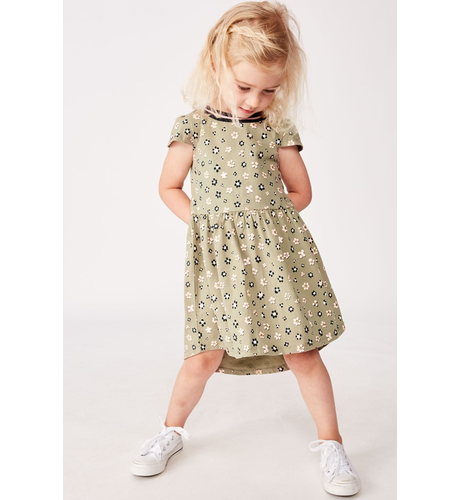 Milky Daisy Floral Dress - Tea Green - CLOTHING-GIRL-Girls Dresses ...