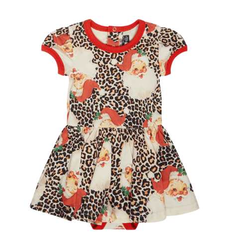 Rock Your Baby Leopard Santa Baby Waisted Dress