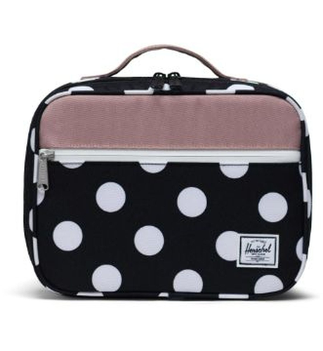 Herschel Pop Quiz Lunch Box - Polka Dot Black and White/Ash Rose