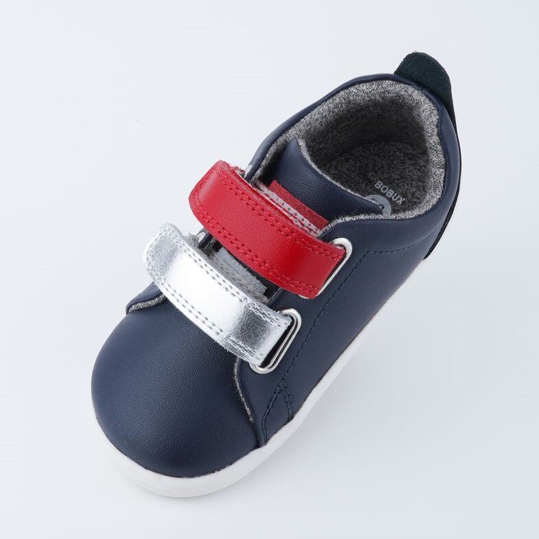 Bobux Step Up Grass Court Silver Leather Infant First Walkers Shoes 