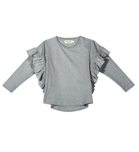 Paper Wings Frilled Smock T-shirt - Grey Marle