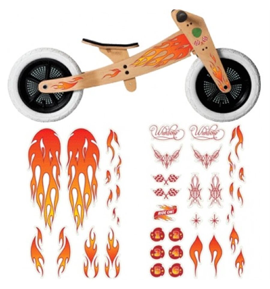 Wishbone Wooden Bike Stickers - Flame 