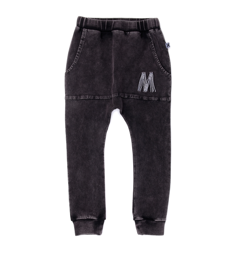Minti Blasted Pouch Trackies - Black Wash