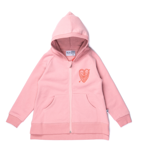 Minti Hearts On Hearts Furry Zip Up - Muted Pink