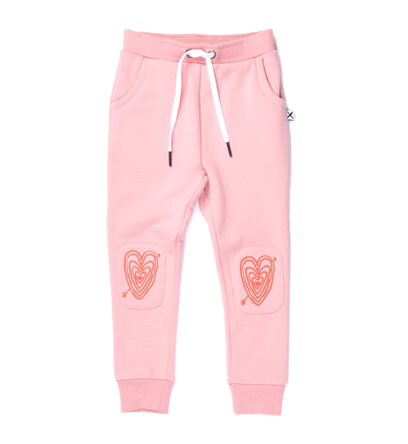 Minti Hearts On Hearts Furry Patch Trackies - Muted Pink