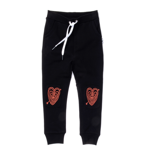 Minti Hearts On Hearts Furry Patch Trackies - Black