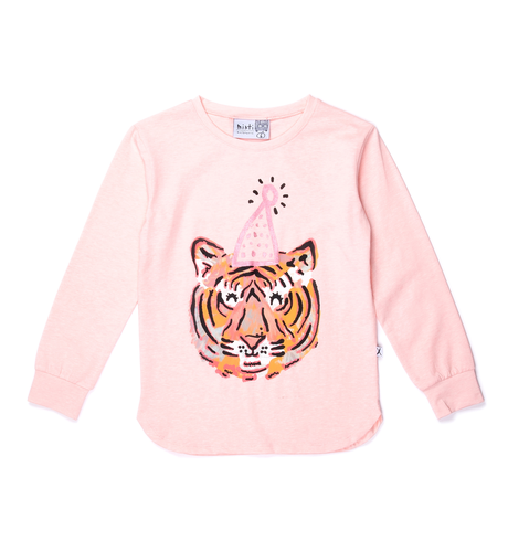 Minti Party Tiger Tee - Pink Marle