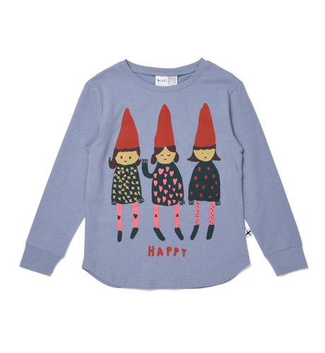 Minti Happy Gnomes Tee - Muted Blue