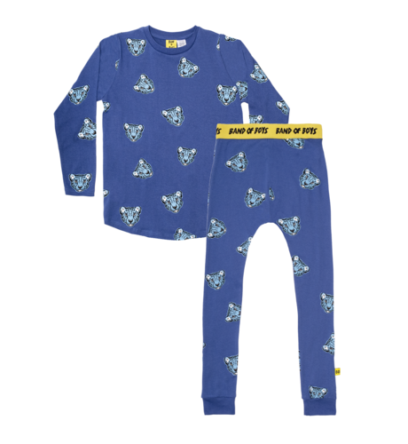 Band of Boys Cheetah Face Repeat Winter PJs - Blue