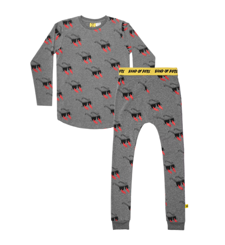 Band of Boys Lightning Sunnies Repeat Winter PJs - Dark Marle Grey