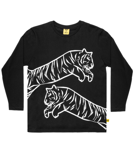 Band of Boys Leaping Tiger Oversize Tee - Black
