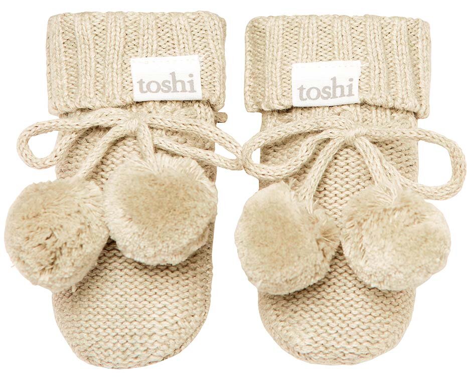 Toshi Organic Booties Marley Oatmeal FOOTWEAR Infant Kids Clothing NZ Shop Online Kid Republic W21 TOSHI