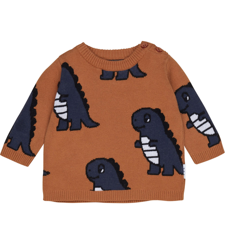 Huxbaby Dino Knit Jumper - Leather