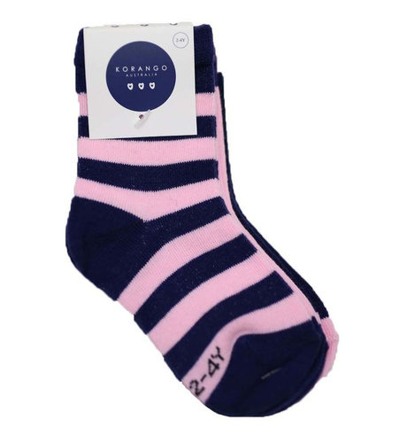 Korango Essentials Socks 3pk - Pink/Navy