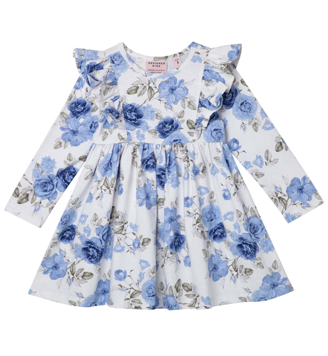 Designer Kidz L/S Audrey Hazel Dress - Dusty Blue