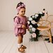 Designer Kidz Olivia Linen Ruffle Romper - Nostalgia Rose