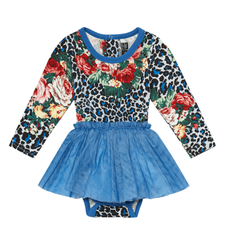 Rock Your Baby Blue Leopard Floral Baby Circus Dress