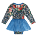 Rock Your Baby Blue Leopard Floral Baby Circus Dress