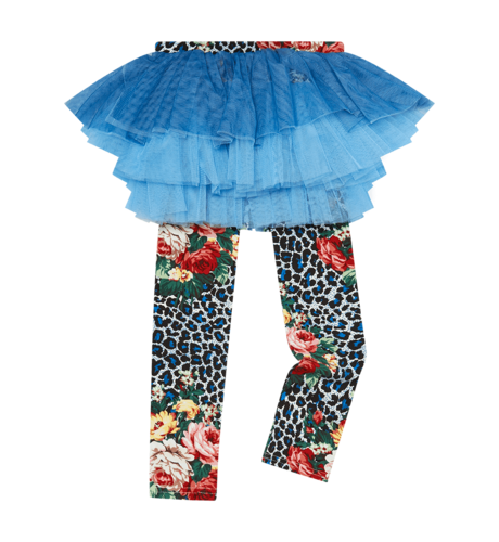 Rock Your Kid Blue Leopard Floral Circus Tights