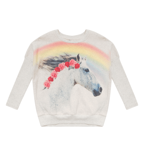 Rock Your Kid Rainbow Horse T-Shirt - Cream Marle