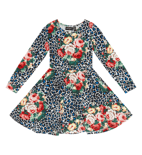 Rock Your Kid Blue Leopard Floral Waisted Dress - SALE-Sale Girls ...