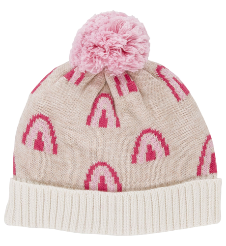 Acorn Rainbow Beanie Oatmeal/Pink