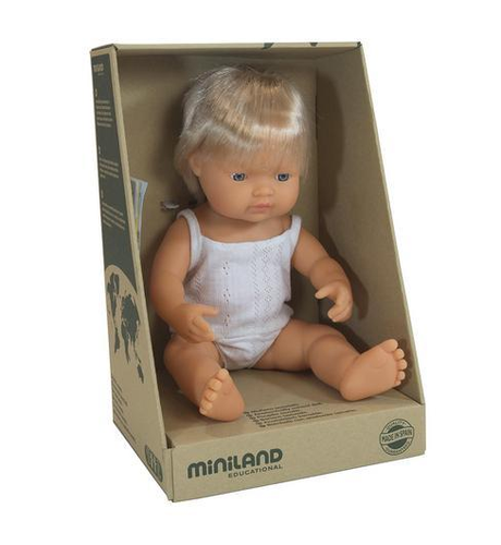 Miniland Doll Blonde Caucasian Boy - 38cm (Boxed)