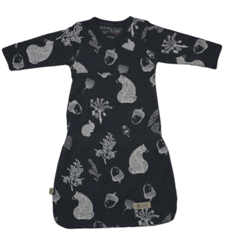 Merino Kids Sleep Gown - Dark Slate Foraging Friends