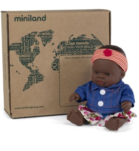 Miniland African Girl Doll & Outfit - 21cm