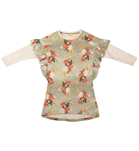 Paper Wings Frilled French Terry Smock Dress - Starry Rose