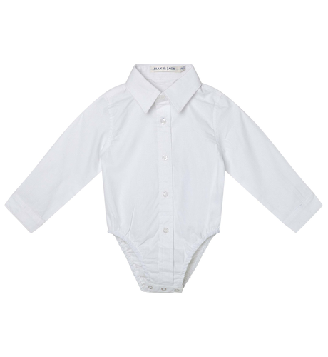 Designer Kidz Jackson L/S Formal Romper - White